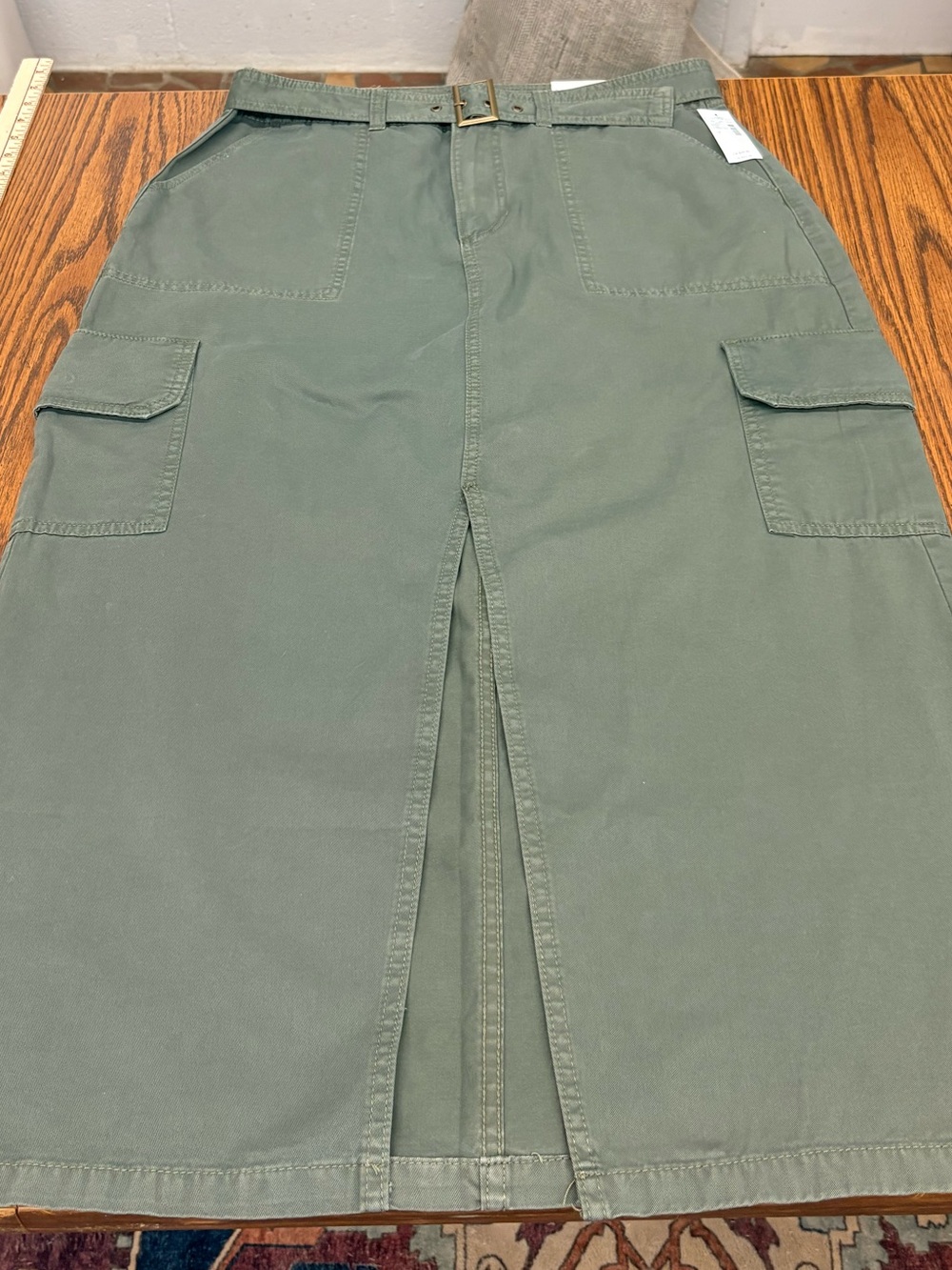 Lagenlook Granola Modest Olive Green Cargo Maxi Skirt